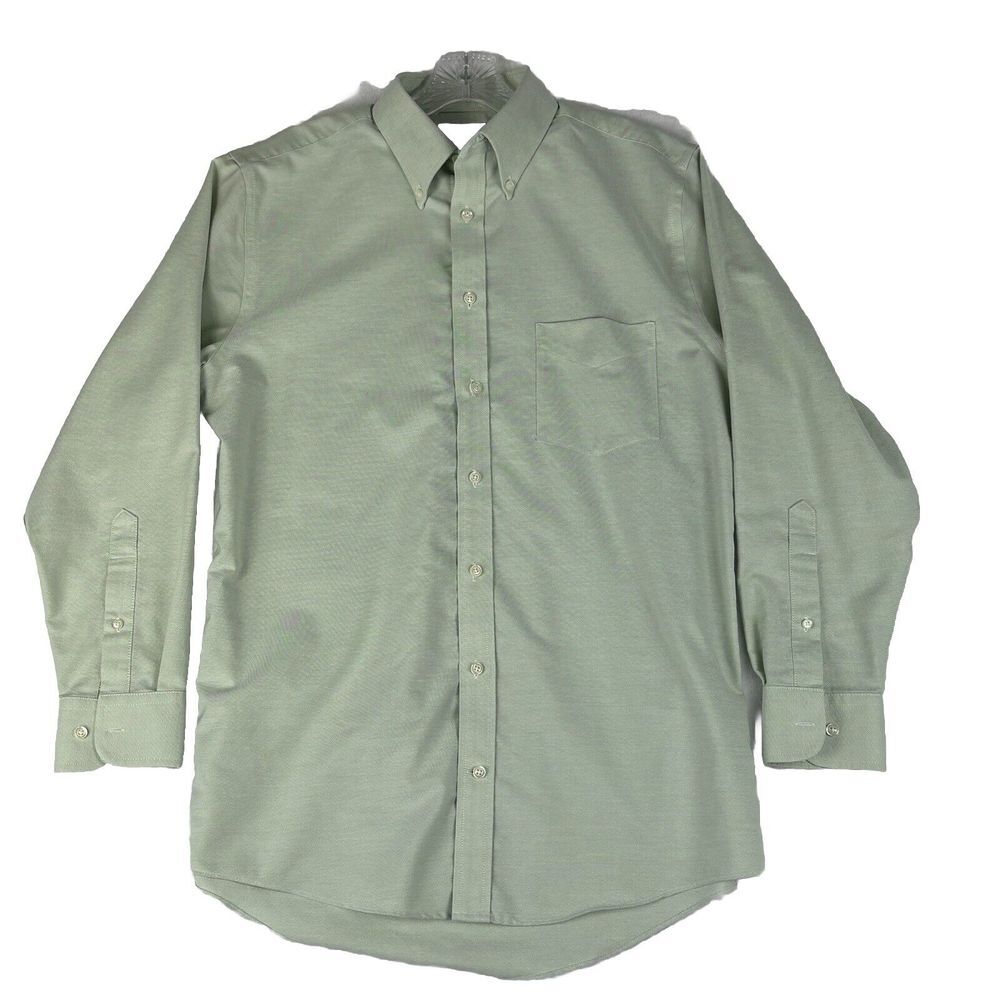 Men's Stafford Wrinkle-Free Sage Green Dress Shirt Size 15 1/2